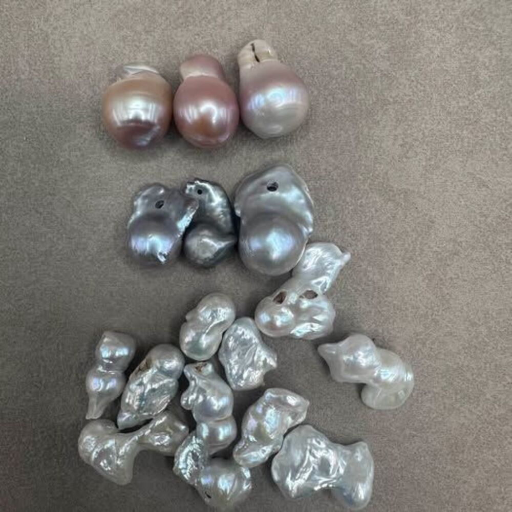17 pc Freshwater Baroque Pearls DIY Lot – Purple, Gray & White